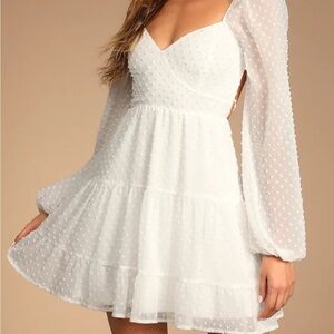 Lulu's White Long Sleeve Dress